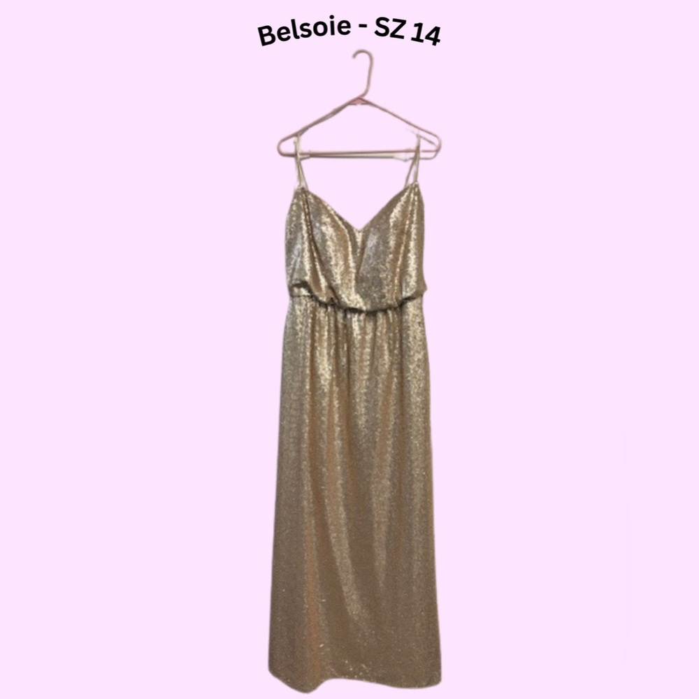BELSOIE Gold Sequin Embellished Gown | SIZE 14